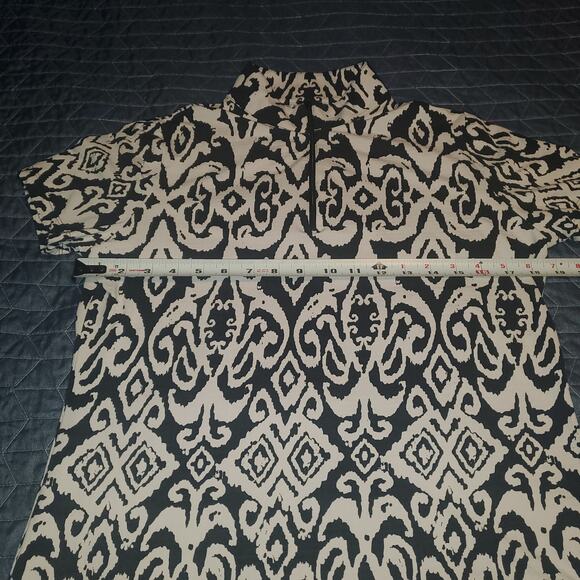 IBKUL Size M DOREEN Black & White Short Sleeve Mock 1/4 Zip Golf Shirt - Picture 6 of 7